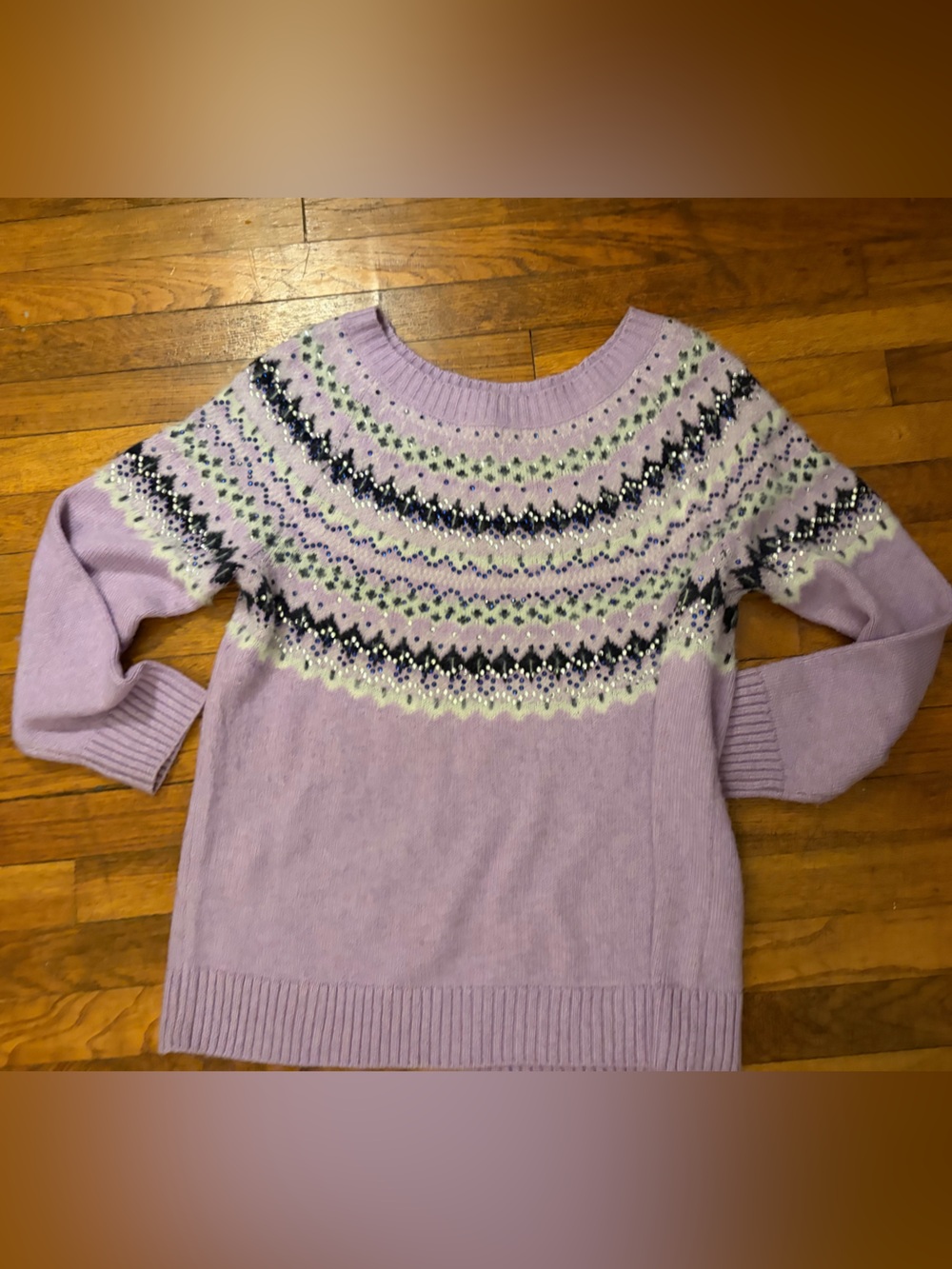 Talbots wool blend sparkly Lavender Crewneck Sweater, fuzzy 1x plus gorgeous wow - Picture 9 of 13
